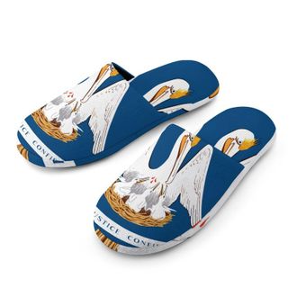 Generic Flag of Louisiana U.S.A. Mens House Slippers Slip Indoor Slipper On Shoes Warm Outdoor