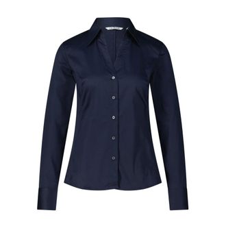 Caliban Overhemden, Dames, Blauw, L, Leer, Elegante blouse met V-hals