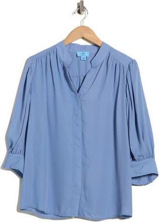 CeCe by Cynthia Steffe Split Neck Button-Up Shirt in Blue Blossom at Nordstrom Rack, Size 3X