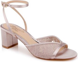 Badgley Mischka Zaira Ankle Strap Sandal in Dark Nude Satin at Nordstrom, Size 7.5