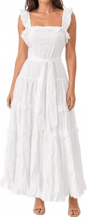 Pinch Design Ruffled Maxi Dress In White