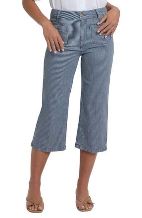 NYDJ Coco High Waist Crop Wide Leg Jeans in Malaga Stripe at Nordstrom, Size 00