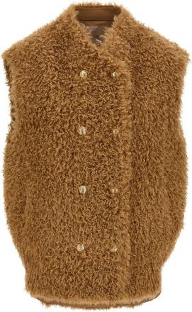 Twin-Set Gilet Faux Fur Tobacco Brown