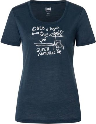 super.natural Cote DAzur Tee Merinoshirt f&uuml;r Damen | blau/wei&szlig;