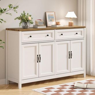 OEM Aparador Con 2 Cajones & 4 Puertas - Mueble Almacenaje Con Encimera Para Comedor, Sal&oacute;n, Recibidor, 140 X 40 X 89 Cm, Retro