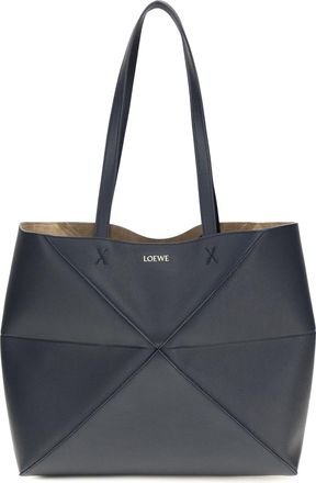 Loewe Womens Tote Bag Puzzle Fold Medium Deep Navy Calf Leather (bos Taurus) Shoulder