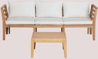 Sklum Sklum - Conjunto De Jard&iacute;n Con Sof&aacute; Modular De 3 Piezas Con Reposabrazos Y Mesa De Centro En Madera De Acacia Filips