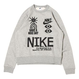 Nike Mens Nike Logo Round Neck Printing Long Sleeves Pullover Gray DQ4170-063