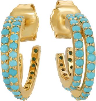 Native Gem Evil Twin Double Huggie Hoop Earrings in Turquoise at Nordstrom