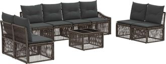 vidaXL Conjunto De Sof&aacute;s De Jard&iacute;n 9 Uds. Gris Rat&aacute;n Sint&eacute;tico Vidaxl