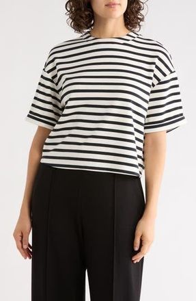 Nordstrom Rack Crewneck Scuba T-Shirt in Ivory- Black Stripe at Nordstrom Rack, Size X-Small