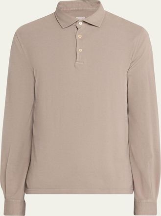 Fedeli Mens Giza Cotton Long-Sleeve Pique Polo Shirt