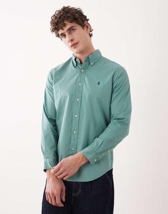 Polo Ralph Lauren Camicia verde a maniche lunghe con logo