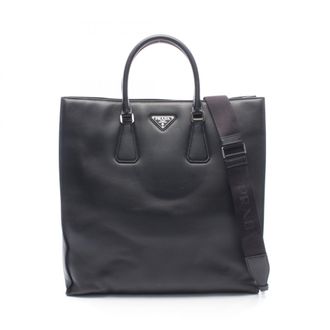 Prada Black Leather Handbag Tote Bag (Pre-Owned)
