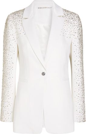 Alice & Olivia Breann Crystal-embellished Crepe Blazer - White - 6 (UK10 / S)