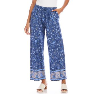 Karen Kane Crop Cotton Drawstring Pants in Blue at Nordstrom, Size X-Large
