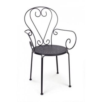 BIZZOTTO Bizzotto - 4x Silla De Jard&iacute;n Con Reposabrazos En Acero Antracita Etienne 49x49x H89 Cm
