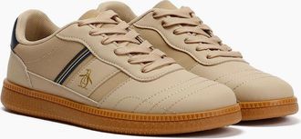 Original Penguin Mens Penguin Striker Mens Beige/Navy Trainers - Cream - Size: 10