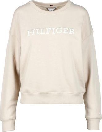 Tommy Hilfiger Katoenen Sweatshirt - Model: Felpa - Dames - Sweatshirts - Beige - XL - Katoen - Hoodies & sweatvesten