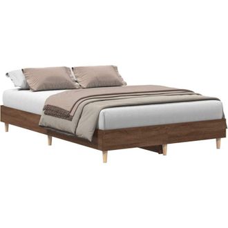vidaXL Estructura de cama sin colchón marrón roble 135x190 cm madera vidaXL