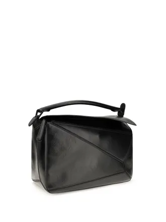 Loewe Mens Handbag Puzzle Calfskin Black Calf Leather Shoulder Bags
