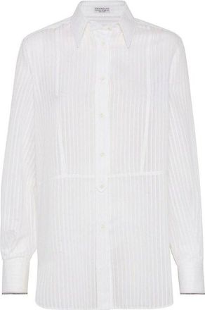 Brunello Cucinelli White Cotton Dress Womens Shirt