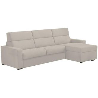 Dmora Sof&aacute; Cama Con Pen&iacute;nsula Zosima, Sof&aacute; Esquinero Transformable Para Sal&oacute;n, Acolchado, Desenfundable, Calidad 100% Made In Italy, 280x160 H100 Cm, Beige 