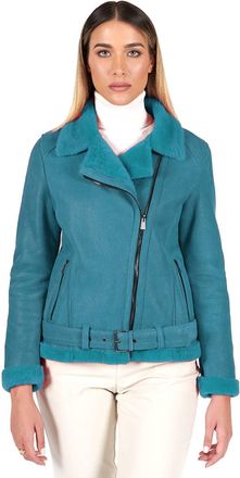 D'Arienzo Montone shearling ottanio con cintura e cerniera trasversale DArienzo, Seleziona Taglia M, Colore Verde