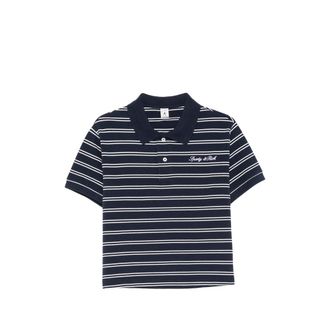 Sporty & Rich Signature Logo Striped Short-sleeve Polo Shirt