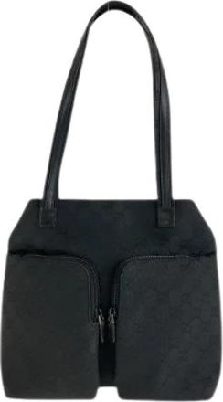 Gucci Pre-owned GG Canvas Leren Schoudertas - Dames - Vintage Schoudertas - Zwart - ONE Size - Leer - Vintage