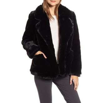 Ellen Tracy Faux Fur Jacket in Black at Nordstrom Rack, Size Large