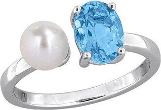 Rina Limor Silver 1.50 Ct. Tw. Gemstone & 5.5-6Mm Pearl Ring