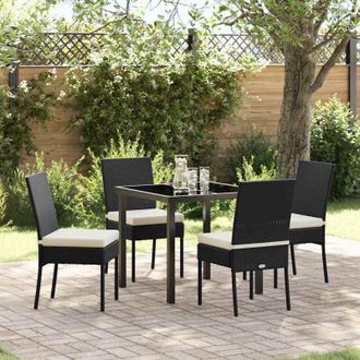 vidaXL Conjunto De Comedor De Jard&iacute;n 5 Pcs Negro Polirat&aacute;n Vidaxl