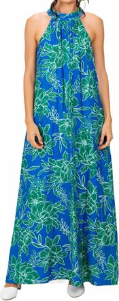Entro Halter Maxi Dress In Royal Floral