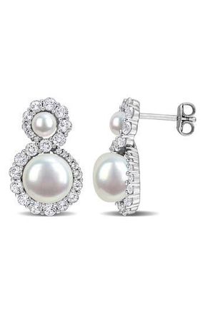 Delmar 4-8.5mm Cultured Freshwater Pearl & White Topaz Stud Earrings at Nordstrom Rack