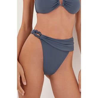 Vix Holly Twisted Foldover Waist Bikini Bottoms in Blue at Nordstrom Rack, Size X-Small