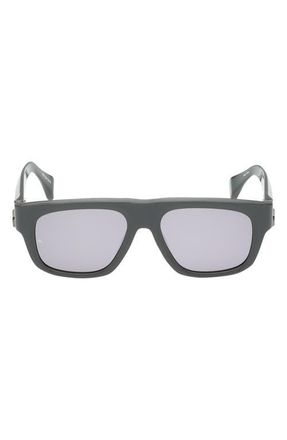 Rag & Bone 53mm Square Sunglasses in Shiny Grey /Grey Lenses at Nordstrom