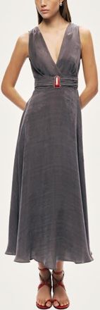 Nocturne V-Neck Sleeveless Midi Dress in Anthracite at Nordstrom, Size X-Small Eu