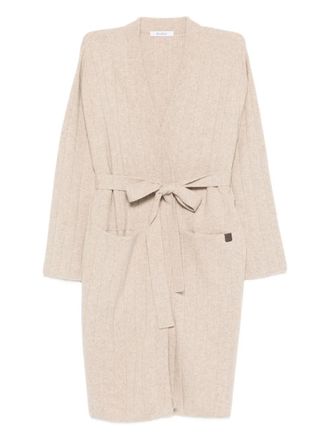 Max Mara ribbed belted cardigan - Neutrals
