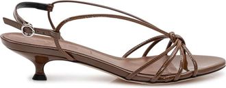Aeyde Open Toe High Heel Sandal - Dames - Sandalen met hakken - Bruin - 36 EU - Schoenen