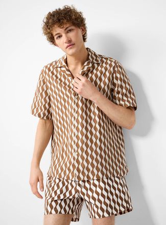 Frescobol Carioca Roberto wave pattern linen camp shirt
