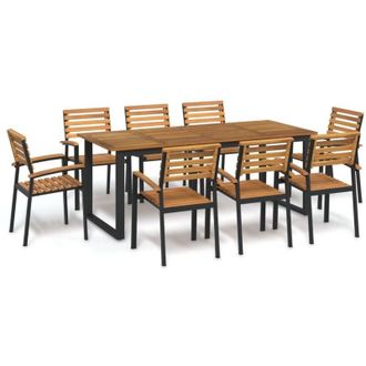 vidaXL Juego De Comedor De Jard&iacute;n 9 Pzas Madera Maciza Acacia Y Metal Vidaxl