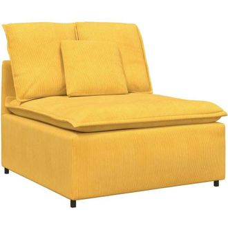 vidaXL Modulo Centrale Divano Modulare con Cuscini Giallo Chiaro 100cm - Vidaxl