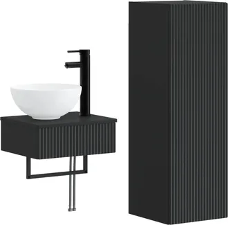 vidaXL Juego De Muebles De Ba&ntilde;o 2 Uds. Negro 33 X 34,5 X 100 Cm Vidaxl