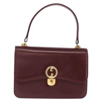Gucci Vintage Handbag Leather Burgundy Leather Handbag (Pre-Owned)