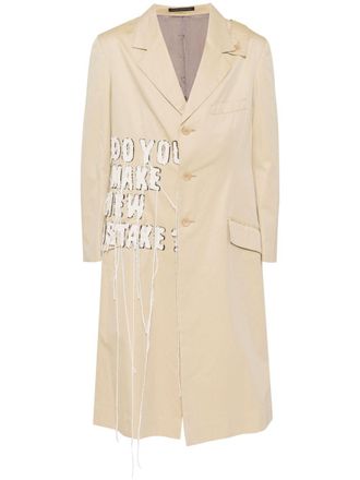Yohji Yamamoto slogan patch single-breasted blazer - Neutrals