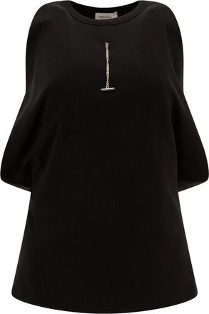 Alexander McQueen Kleedjes, Dames, Zwart, S, Katoen, Zwarte Geribbelde Tanktop Ketting Sluiting