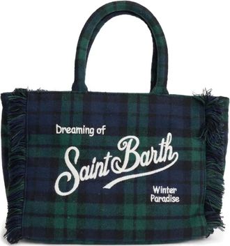 MC2 Saint Barth tartan-fringed tote bag - Blue