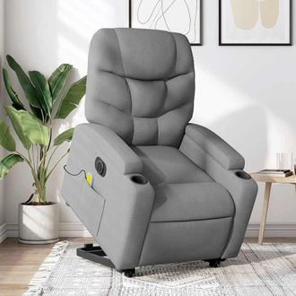 vidaXL Vidaxl - Sill&oacute;n De Masaje El&eacute;ctrico Reclinable Elevable Tela Gris Claro
