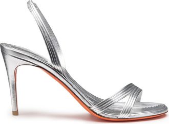 Santoni Womens leather mid-heel sandal in Silver at Nordstrom, Size 7.5